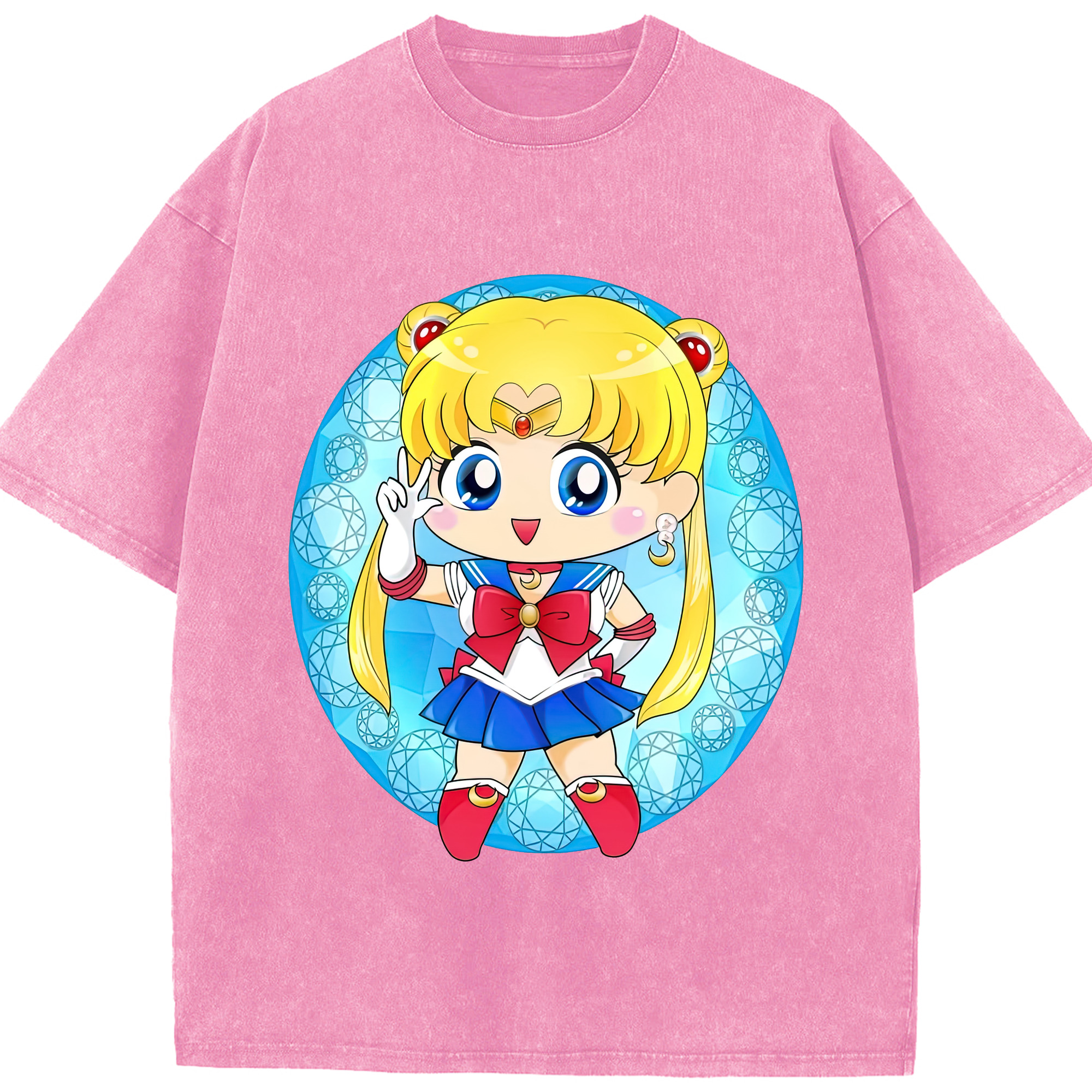 （画像用） 美少女戦士セーラームーン 月野 うさぎ つきの うさぎ Sailor Moon Tsukino Usagi 綿100% ヴィンテージ風 半袖Tシャツ（フロントプリント）
